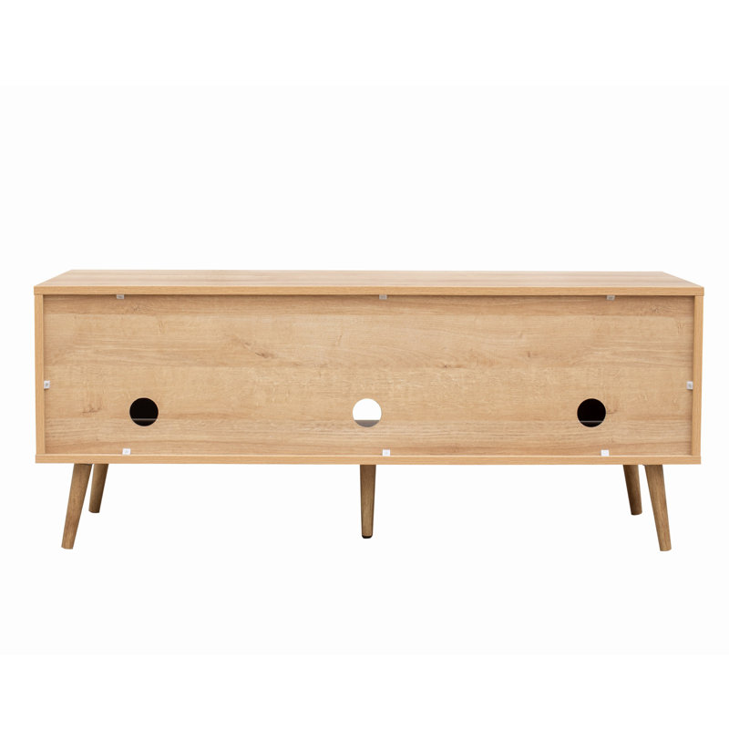 Beachcrest Home Presley Rattan Storage Media Console for TVs up to 59